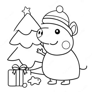 Peppa Pig Christmas Tree Coloring Page 7781-6560