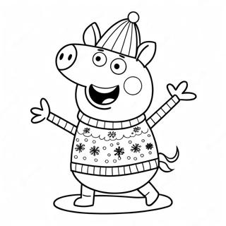 Peppa Pig In Festive Sweater Coloring Page 7782-6563