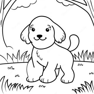 Goldendoodle Puppy Playing In The Park Coloring Page 7881-6640