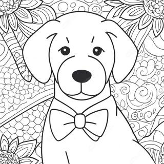 Cute Goldendoodle With A Bowtie Coloring Page 7882-6645