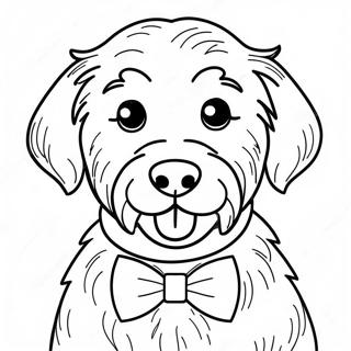 Cute Goldendoodle With A Bowtie Coloring Page 7882-6648