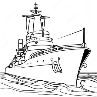 Colorful Battleship At Sea Coloring Page 7922-6677