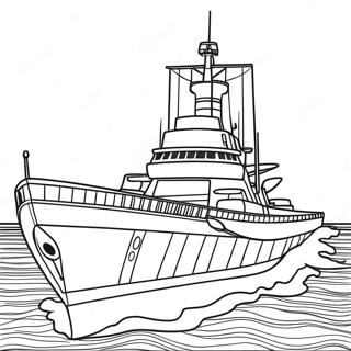 Colorful Battleship At Sea Coloring Page 7922-6678