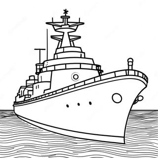 Colorful Battleship At Sea Coloring Page 7922-6679