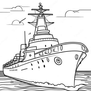 Colorful Battleship At Sea Coloring Page 7922-6680