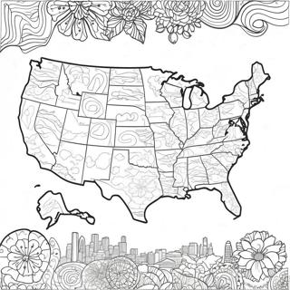 Detailed Usa Map Coloring Page 8022-6757