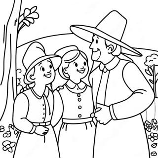 Happy Pilgrim Family Coloring Page 8072-6797