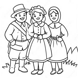 Happy Pilgrim Family Coloring Page 8072-6799