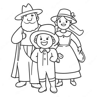 Happy Pilgrim Family Coloring Page 8072-6800