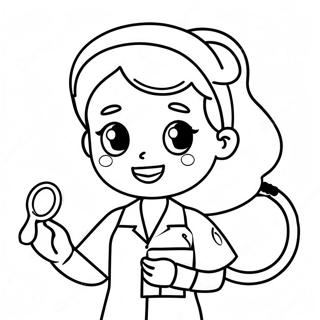 Cute Nurse With A Stethoscope Coloring Page 8182-6883