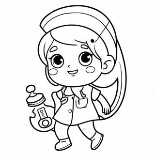 Cute Nurse With A Stethoscope Coloring Page 8182-6884