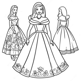 Vintage Barbie Classic Dress Coloring Page 8201-6904