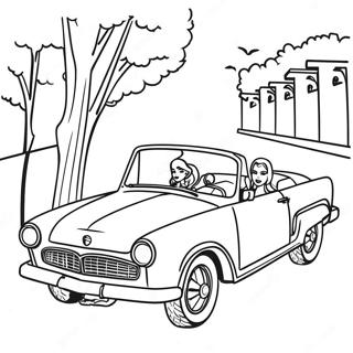 Retro Barbie In A Convertible Coloring Page 8202-6899