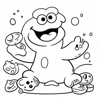 Happy Cookie Monster With Cookies Coloring Page 822-653