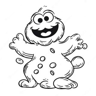 Happy Cookie Monster With Cookies Coloring Page 822-654