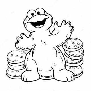 Happy Cookie Monster With Cookies Coloring Page 822-655