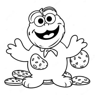 Happy Cookie Monster With Cookies Coloring Page 822-656