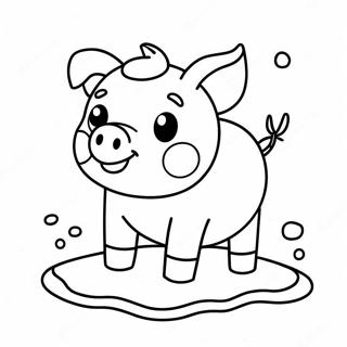 Cute Piggy In A Muddy Puddle Coloring Page 8232-6926