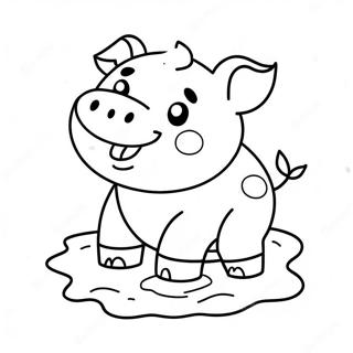 Cute Piggy In A Muddy Puddle Coloring Page 8232-6927