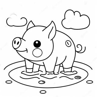 Cute Piggy In A Muddy Puddle Coloring Page 8232-6928