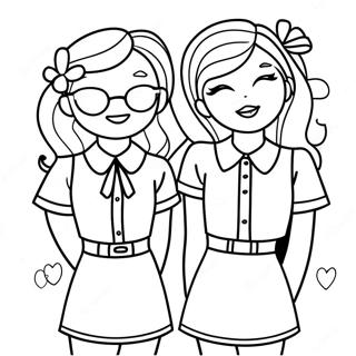 Trendy Bff Tumblr Girls In Matching Outfits Coloring Page 8262-6950