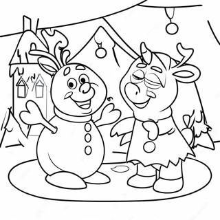 Frozen Christmas Scene Coloring Page 8281-6963