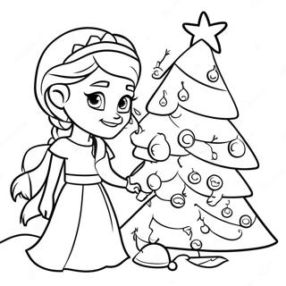 Elsa And Anna Decorating A Christmas Tree Coloring Page 8282-6965