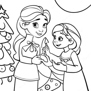 Elsa And Anna Decorating A Christmas Tree Coloring Page 8282-6966