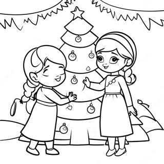 Elsa And Anna Decorating A Christmas Tree Coloring Page 8282-6967