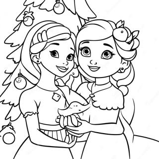 Elsa And Anna Decorating A Christmas Tree Coloring Page 8282-6968