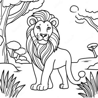 Majestic Lion In Savannah Coloring Page 8312-6986