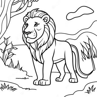 Majestic Lion In Savannah Coloring Page 8312-6987