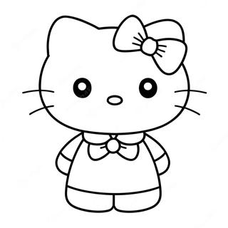 Cute Hello Kitty With A Bow Coloring Page 8352-7013