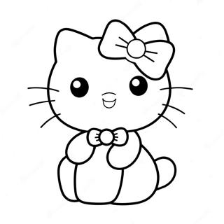 Cute Hello Kitty With A Bow Coloring Page 8352-7014