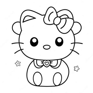 Cute Hello Kitty With A Bow Coloring Page 8352-7015