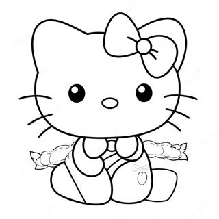 Cute Hello Kitty With A Bow Coloring Page 8352-7016