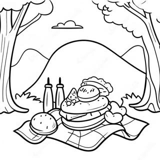 Picnic Scene With Colorful Blanket Coloring Page 8391-7042