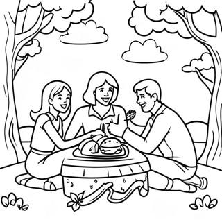 Happy Family Picnic Coloring Page 8392-7045