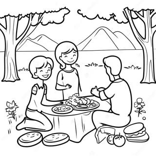 Happy Family Picnic Coloring Page 8392-7046