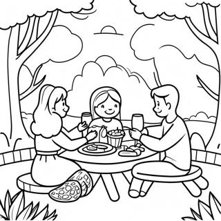 Happy Family Picnic Coloring Page 8392-7047