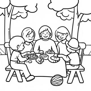 Happy Family Picnic Coloring Page 8392-7048