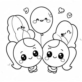 Cute Rainbow Friends Cyan With Balloons Coloring Page 8412-7058