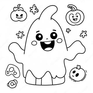 Halloween Kawaii Ghost Coloring Page 8421-7068