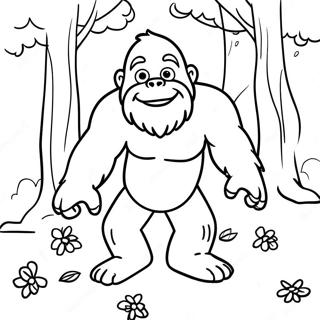 Cute Bigfoot Playing In The Forest Coloring Page 8432-7078