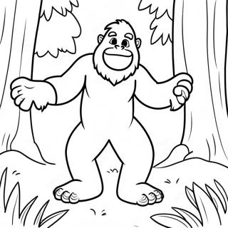 Cute Bigfoot Playing In The Forest Coloring Page 8432-7079