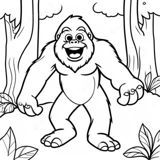 Cute Bigfoot Playing In The Forest Coloring Page 8432-7080