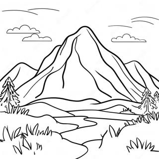 Easy Mountain Landscape Coloring Page 8441-7086