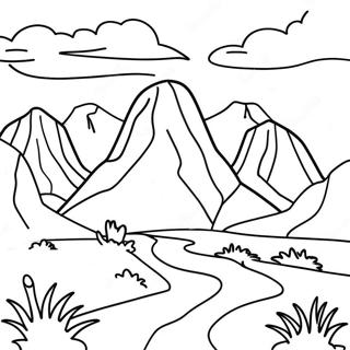 Easy Mountain Landscape Coloring Page 8441-7087