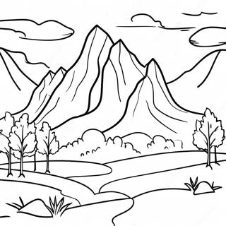 Easy Mountain Landscape Coloring Page 8441-7088