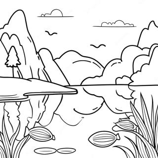 Serene Lake Landscape Coloring Page 8442-7082